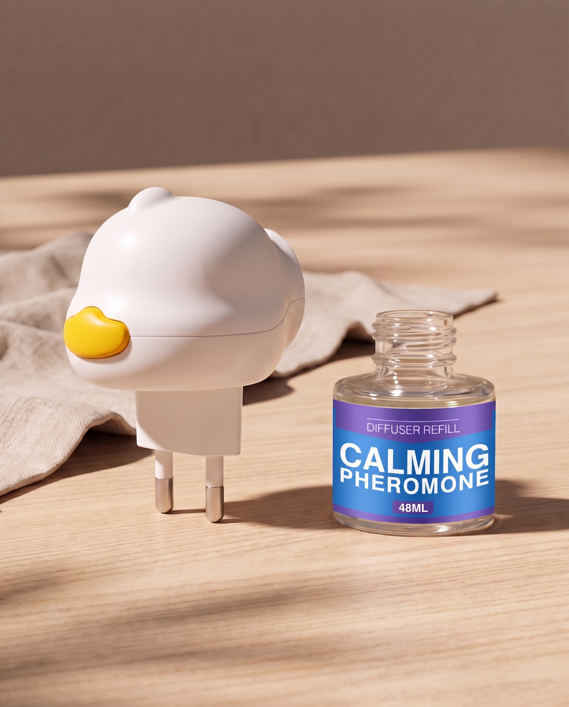 Calming Pheromone Diffuser Kit with 2 Refills, styled in a home setting