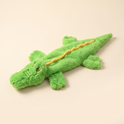 No-Stuffing Animal Squeaky Dog Toys - green crocodile