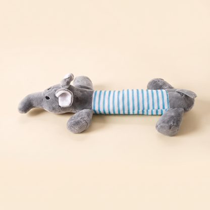 No-Stuffing Animal Squeaky Dog Toys - grey elephant tube