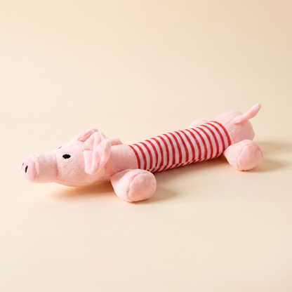 No-Stuffing Animal Squeaky Dog Toys - pink pig tube