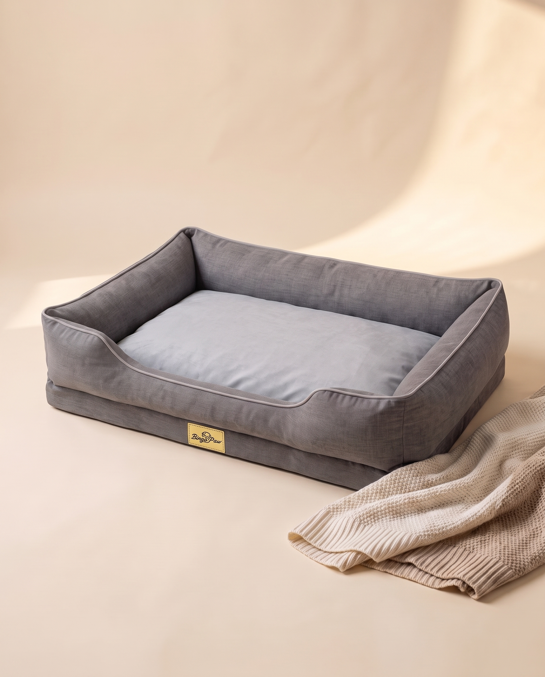 Rectangular Orthopedic Bolster Bed, styled in a home setting