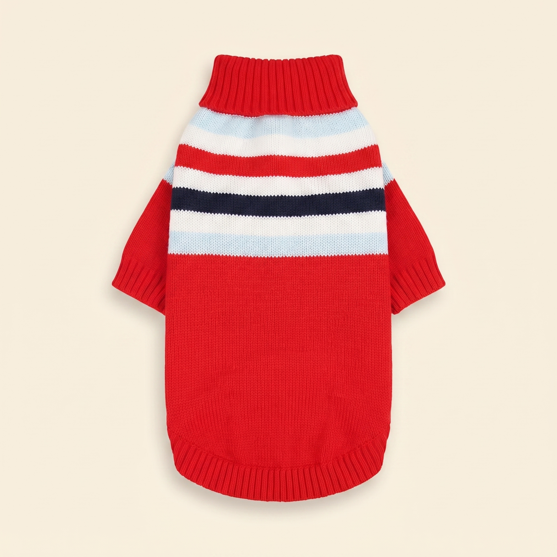 Striped Knit Jumper for Large Dogs - red
