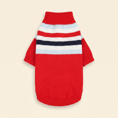 Striped Knit Jumper for Large Dogs - red