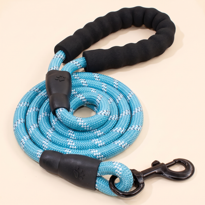 Reflective Rope Leash with Padded Handle - blue