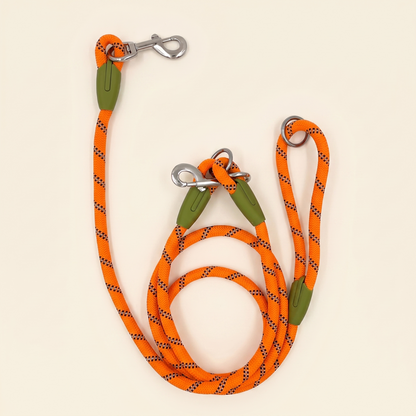 Reflective Rope Dog Leash with Alloy Hook in orange