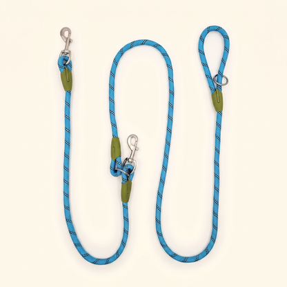 Reflective Rope Dog Leash with Alloy Hook in blue
