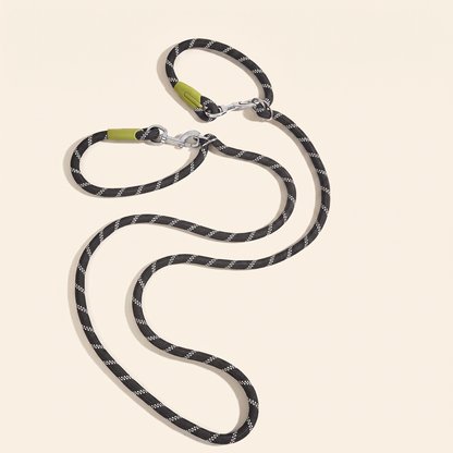 Reflective Rope Dog Leash with Alloy Hook in black, 280 cm upgrade version