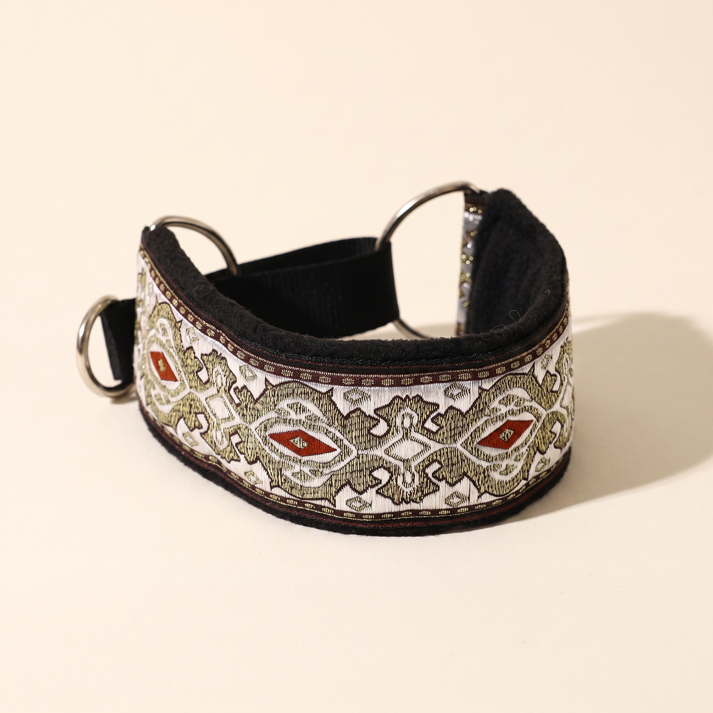 Wide Martingale Collar for Sighthounds - silver