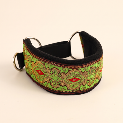 Wide Martingale Collar for Sighthounds - lightgreen