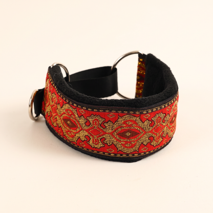 Wide Martingale Collar for Sighthounds - red
