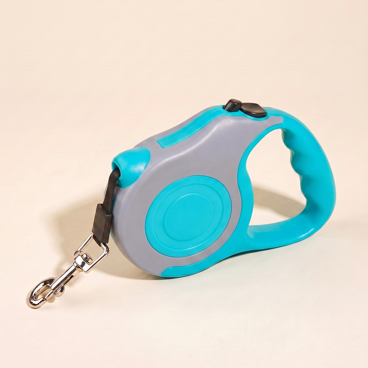 Retractable Dog Leash, 5m in two-tone turquoise and gray