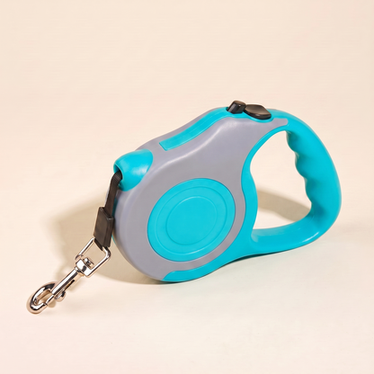 Retractable Dog Leash, 5m in two-tone turquoise and gray