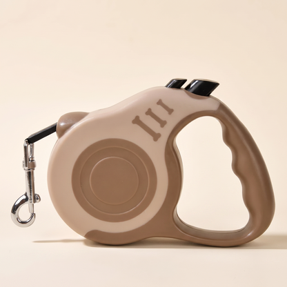 Retractable Dog Leash, 5m in two-tone tan and coffee