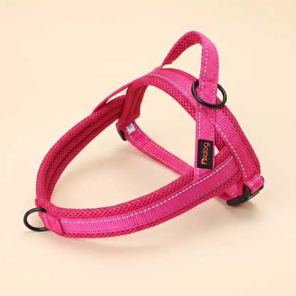No-Pull Padded Vest Harness - Rose Pink (Reflective Mesh)