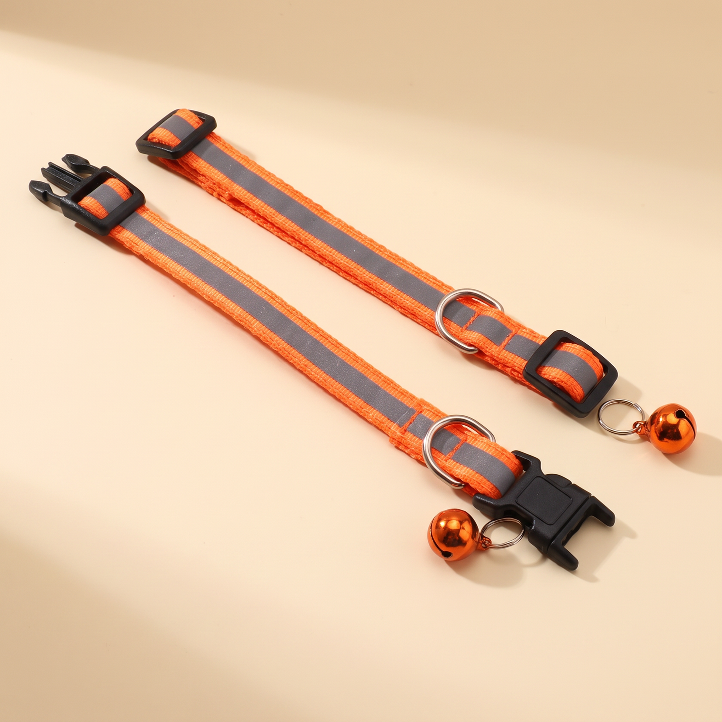Reflective Cat Collar with Bell, 2 Pack - orange