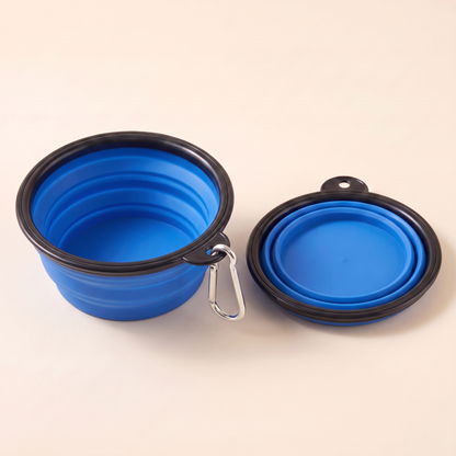 Collapsible Travel Bowl with Carabiner - blue
