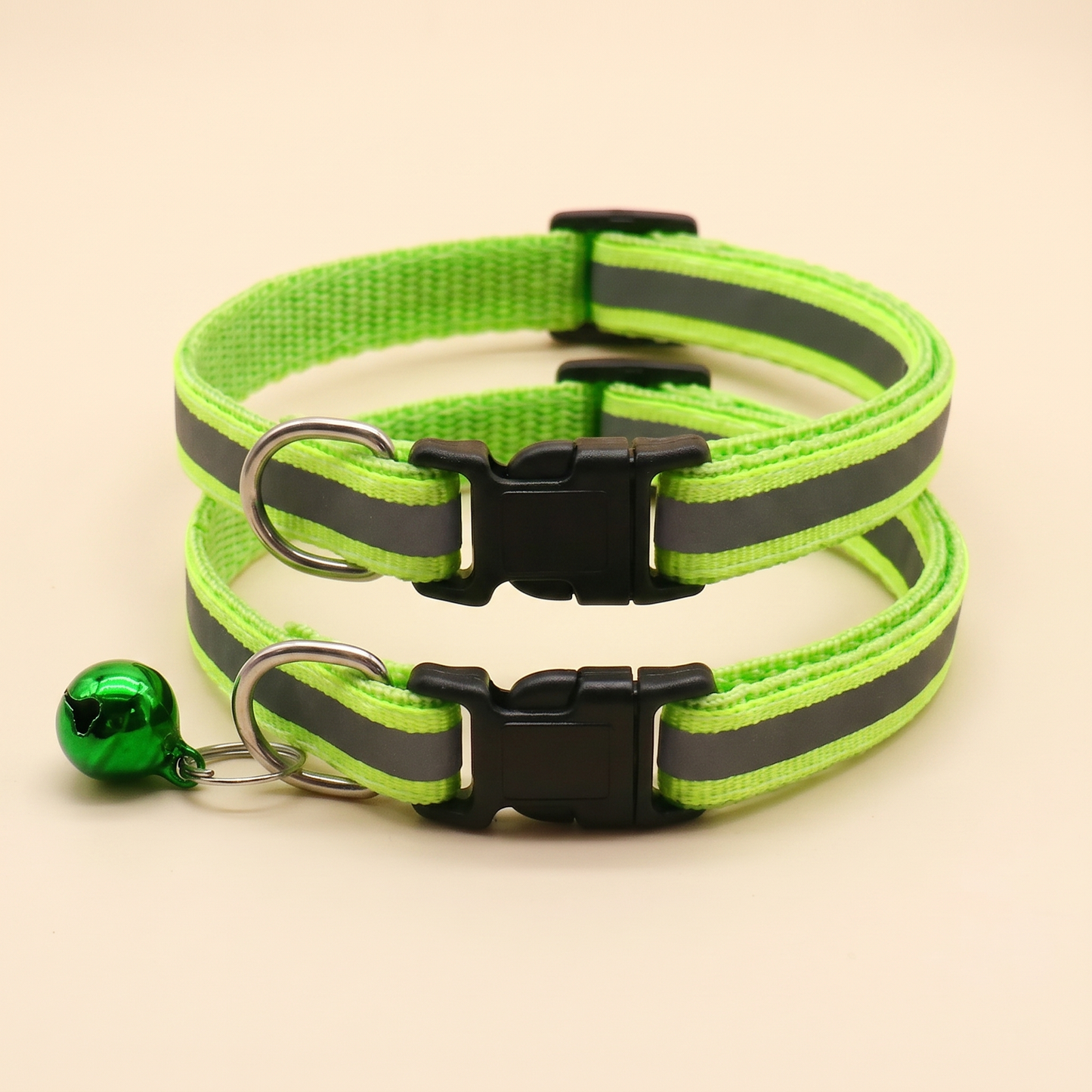 Reflective Cat Collar with Bell, 2 Pack - lightgreen