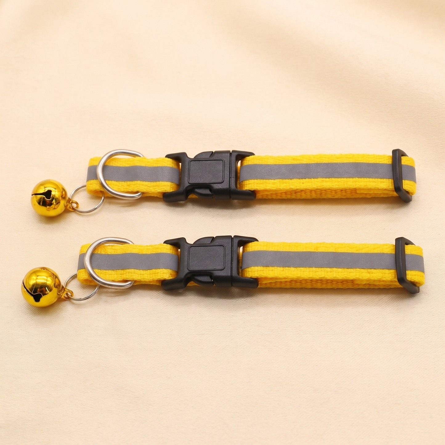 Reflective Cat Collar with Bell, 2 Pack - yellow