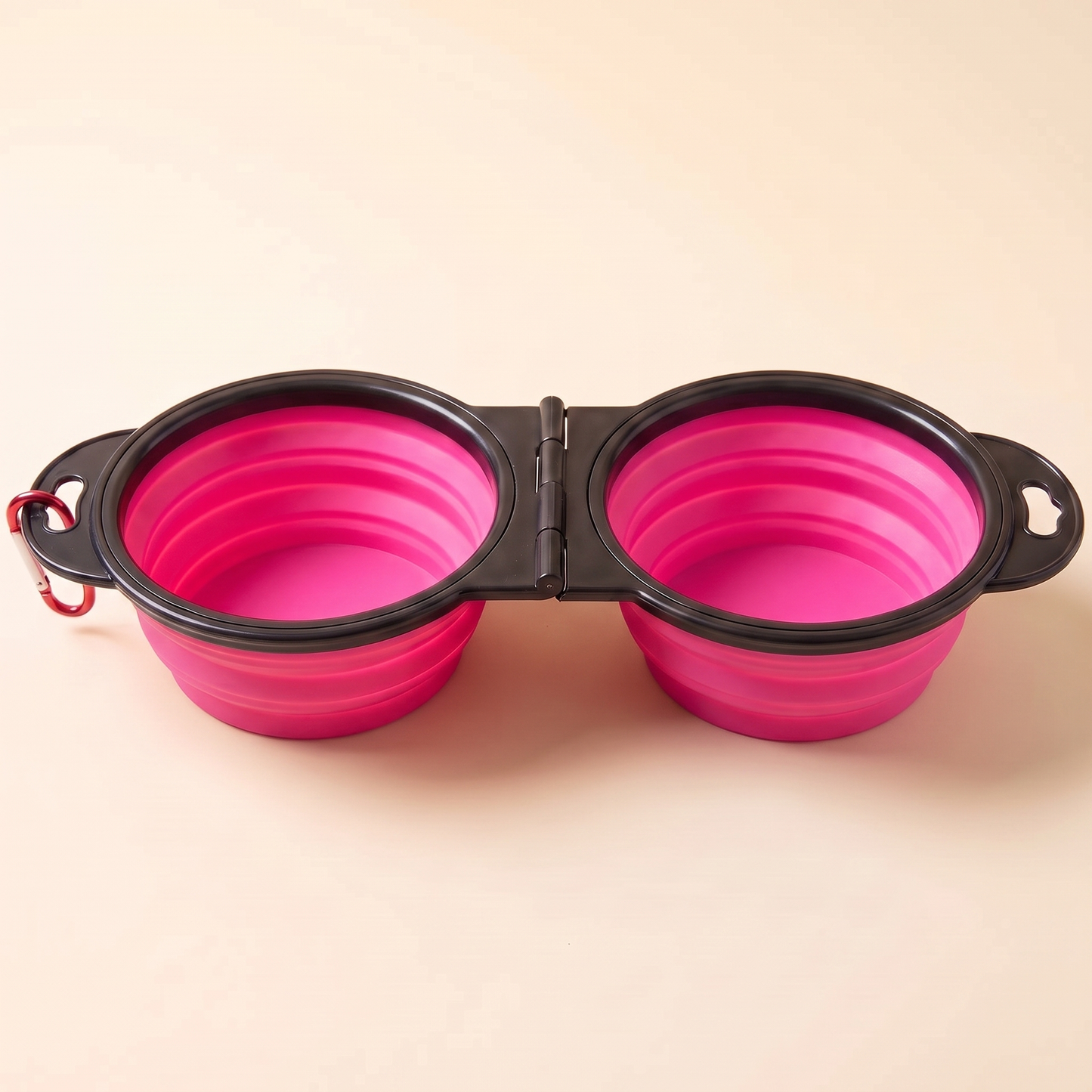 Collapsible Travel Double Bowl - pink
