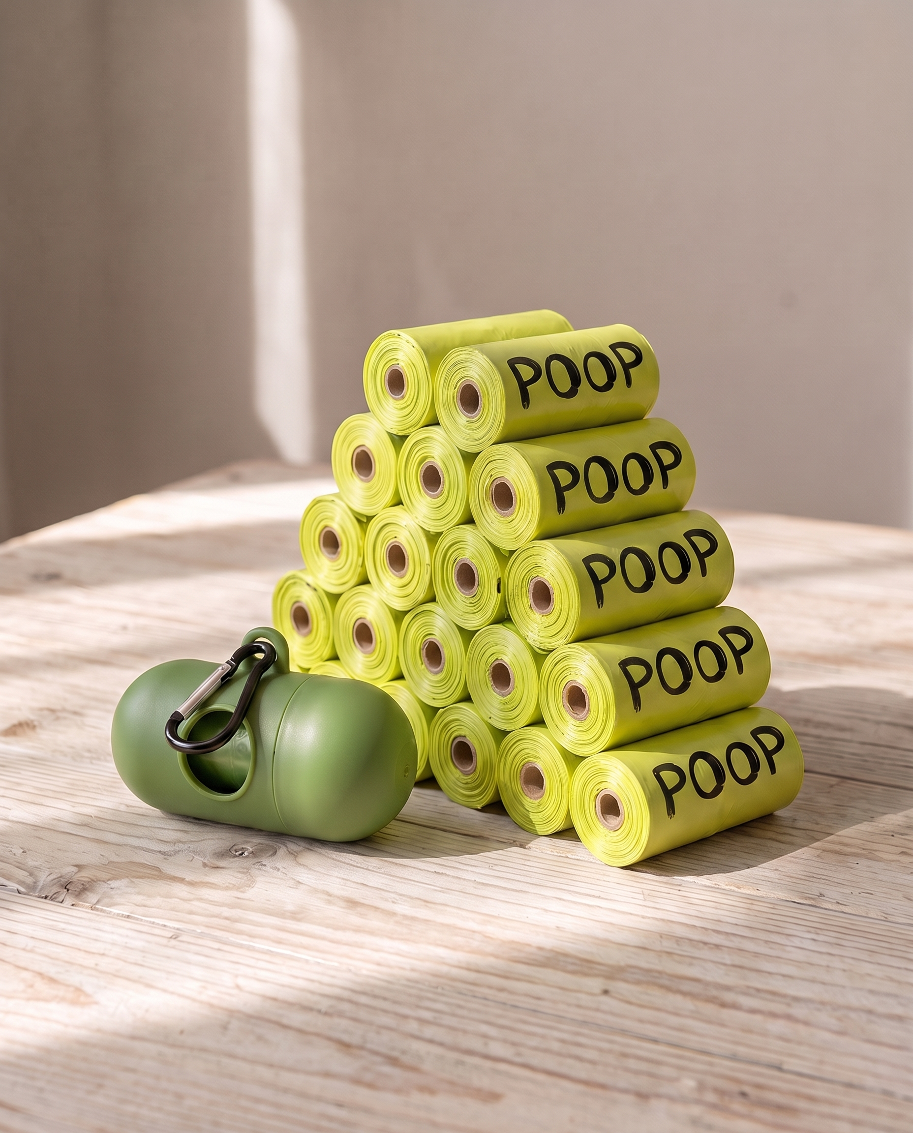 Biodegradable Dog Waste Bags with Dispenser - styled in a home setting