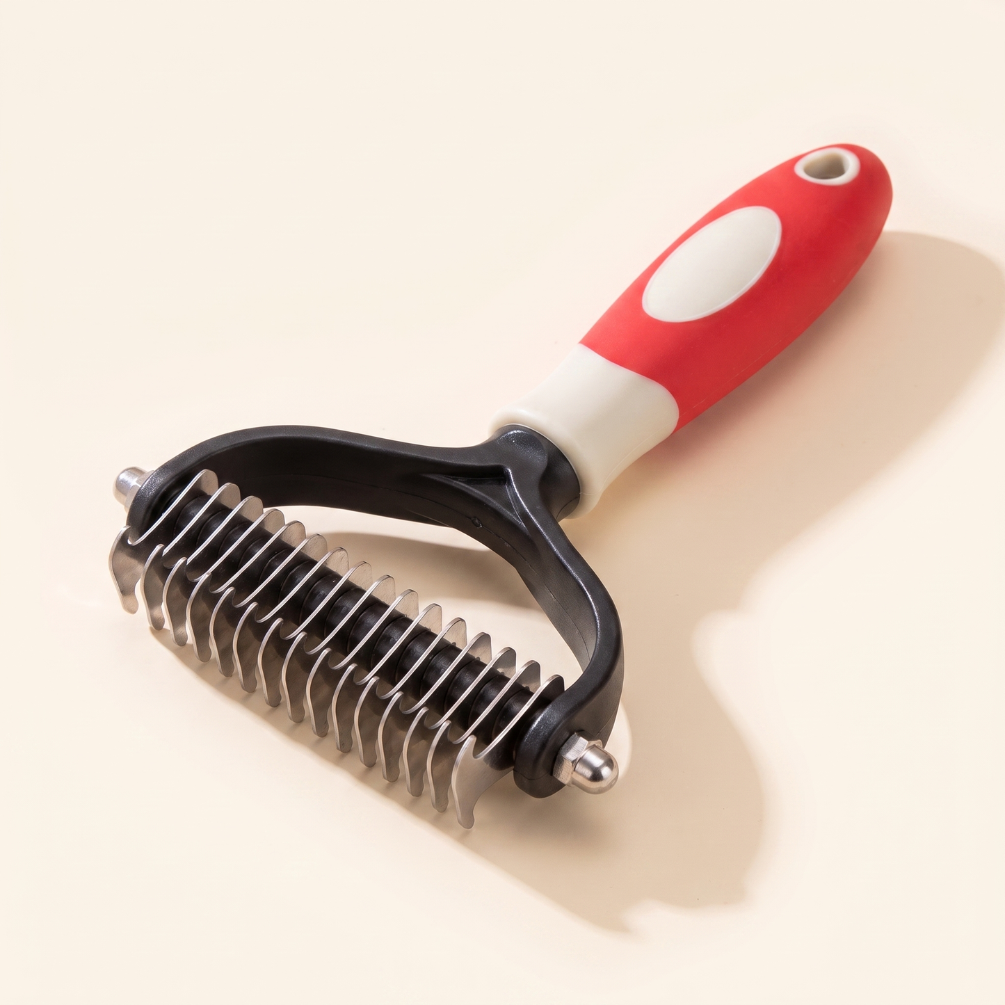 Two-Sided Dematting and Deshedding Rake - red