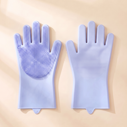 Silicone Bathing Scrubber Gloves in Purple