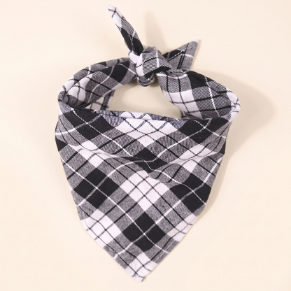 Cotton Plaid Dog Bandana - white
