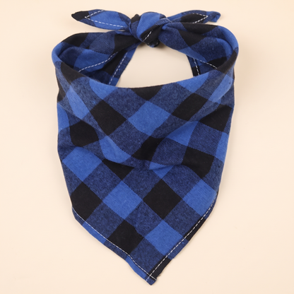 Cotton Plaid Dog Bandana - blue