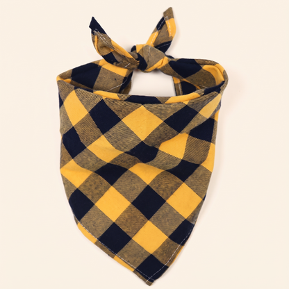 Cotton Plaid Dog Bandana - yellow