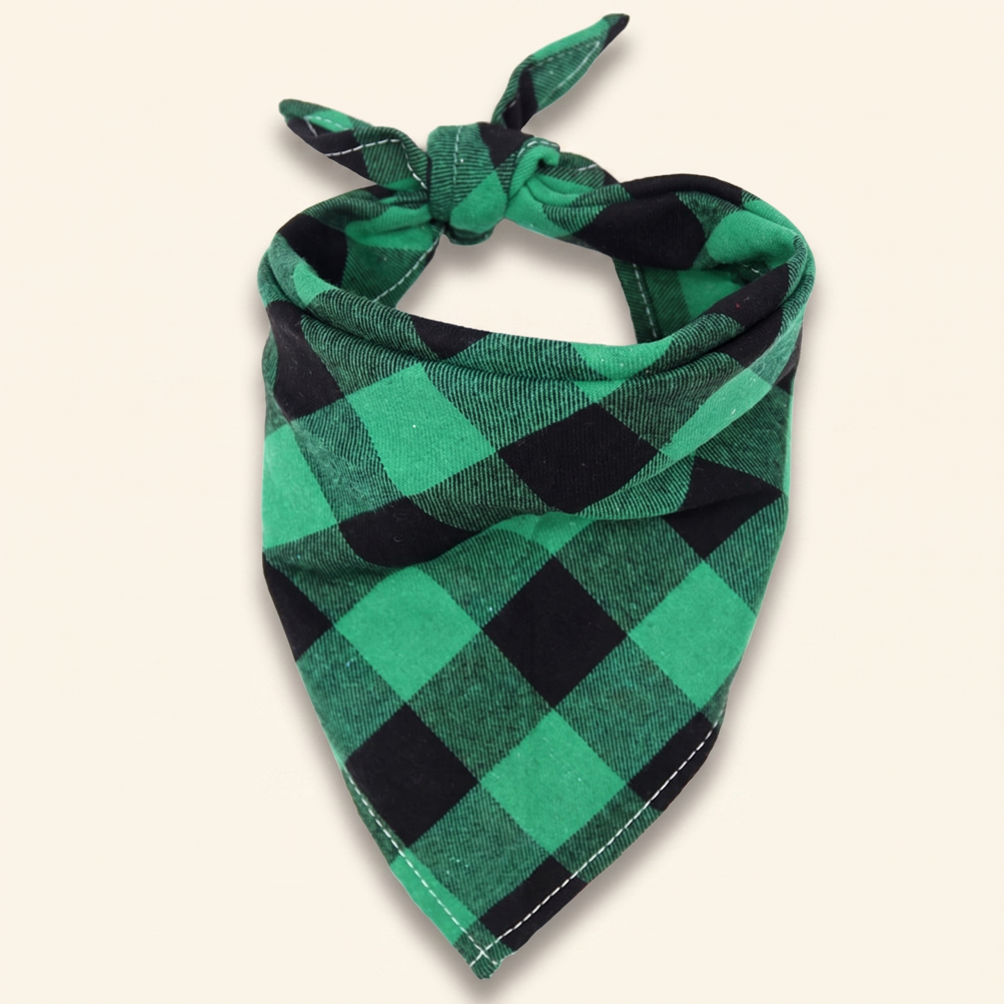 Cotton Plaid Dog Bandana - green
