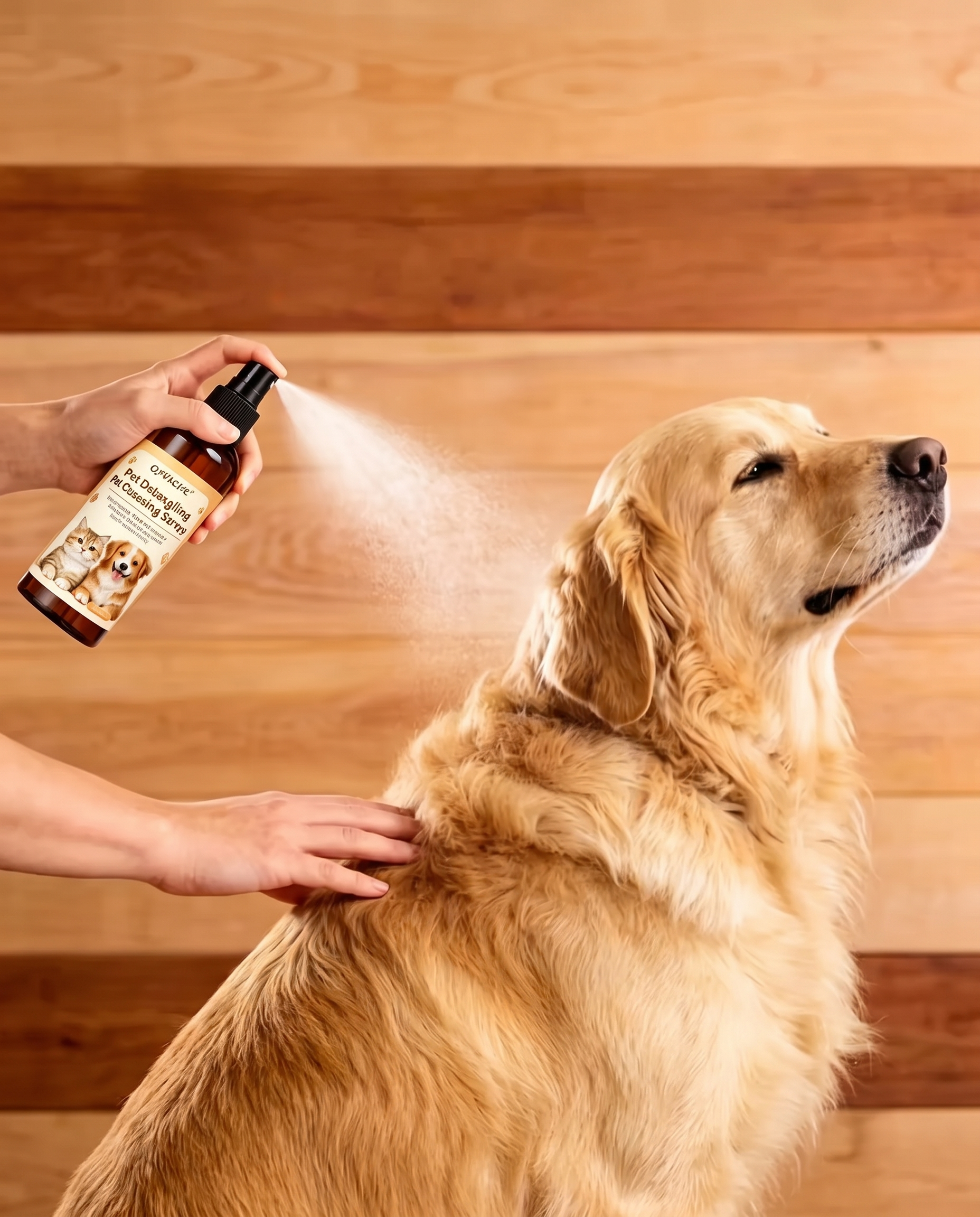 Leave-In Detangling Spray for Dogs and Cats, 50ml, in use at home