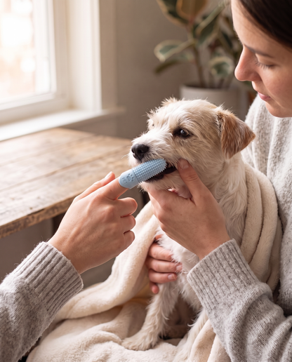 360 Degree Silicone Finger Toothbrush, in use at home