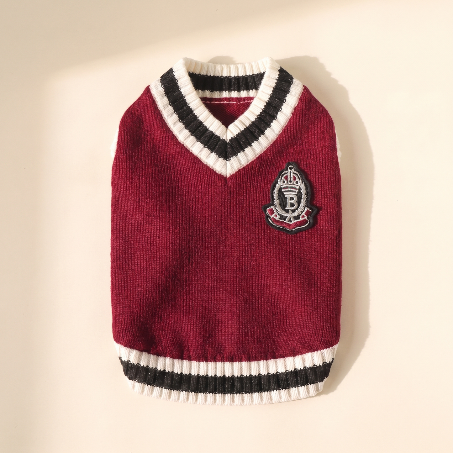 College V-Neck Knit Vest for Dogs in red