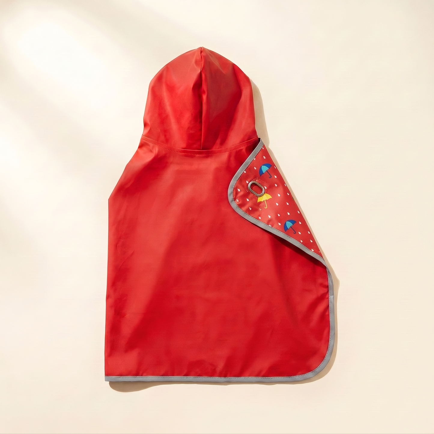 Reversible Hooded Dog Rain Cape in Red