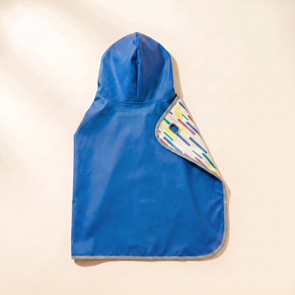 Reversible Hooded Dog Rain Cape in Blue