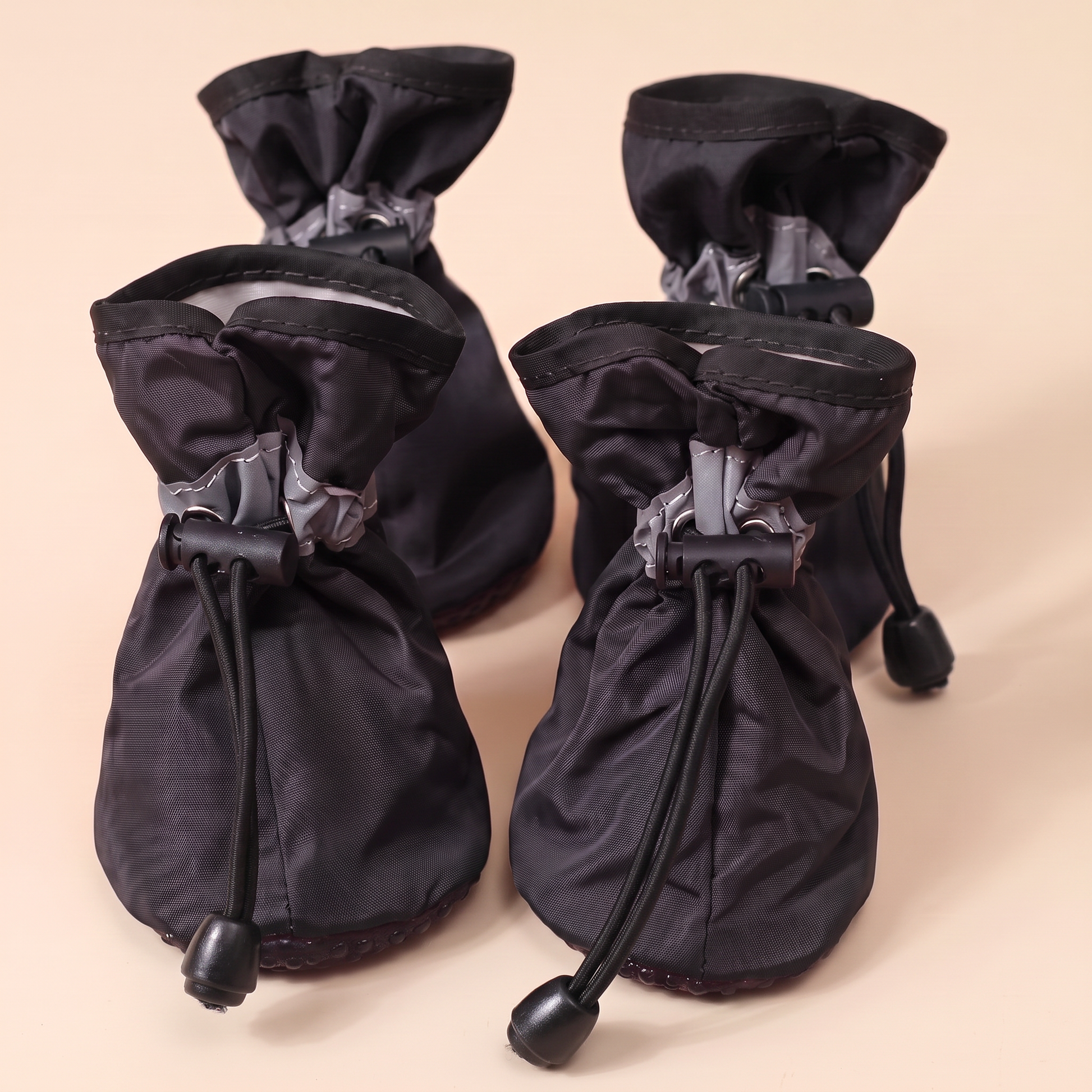 Waterproof Dog Rain Boots, Set of 4 - black