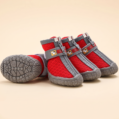 Breathable Mesh Dog Shoes, Set of 4 - red