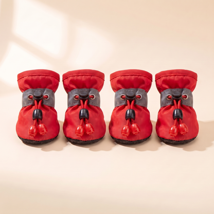 Waterproof Anti-Slip Dog Boots, Set of 4 - red