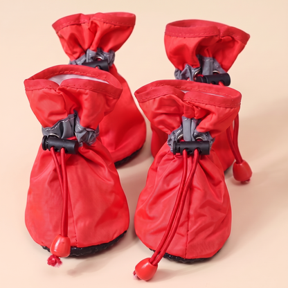 Waterproof Dog Rain Boots, Set of 4 - red
