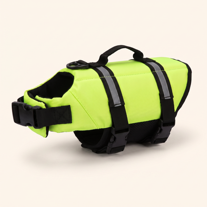 Reflective Dog Life Jacket with Lift Handle in green