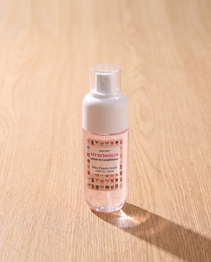 Baby Powder Detangler Spray for Dogs and Cats, styled in a home setting
