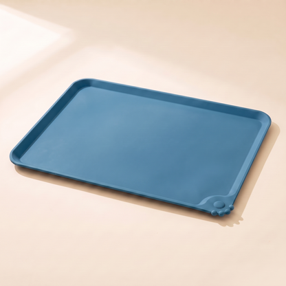 Silicone Feeding Mat with Raised Edge - blue