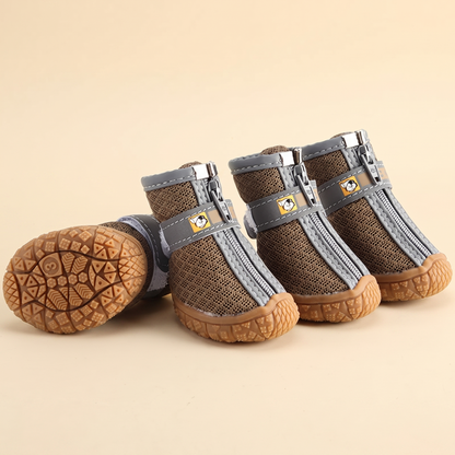 Breathable Mesh Dog Shoes, Set of 4 - earthen yellow, brown mesh