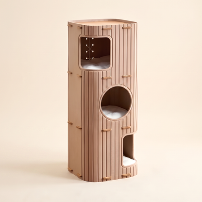 Multi-Level Felt Cat Tower - 3-Level Camel