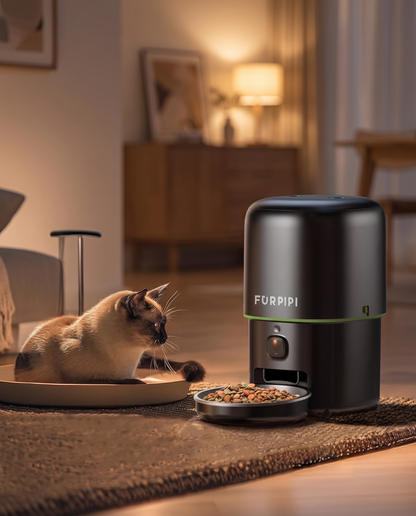 Smart Cat Feeder with 1080p Camera, in use at home