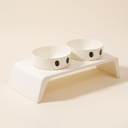 Low Elevated Double Bowl Feeder in Big Eyes, No Steel Bowls
