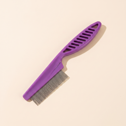 Fine-Tooth Flea Comb for Dogs and Cats in purple
