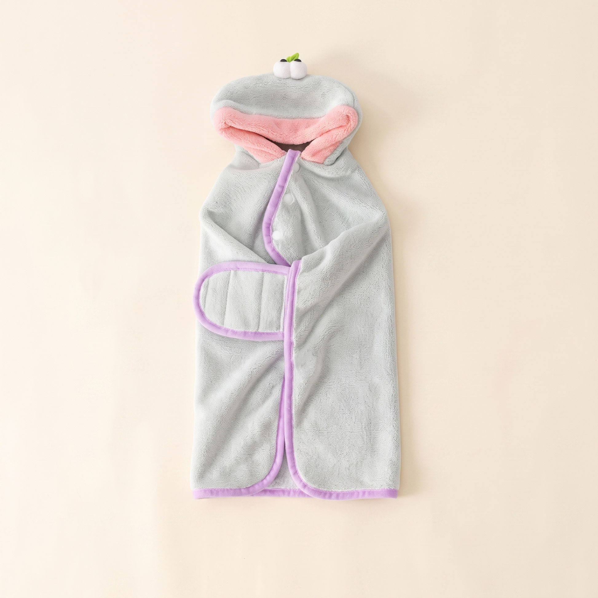 Hooded Fleece Dog Bathrobe - Gray Frog