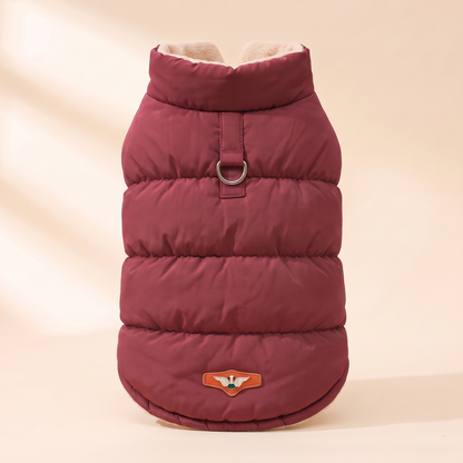 3-Layer Padded Winter Dog Jacket - burgundy