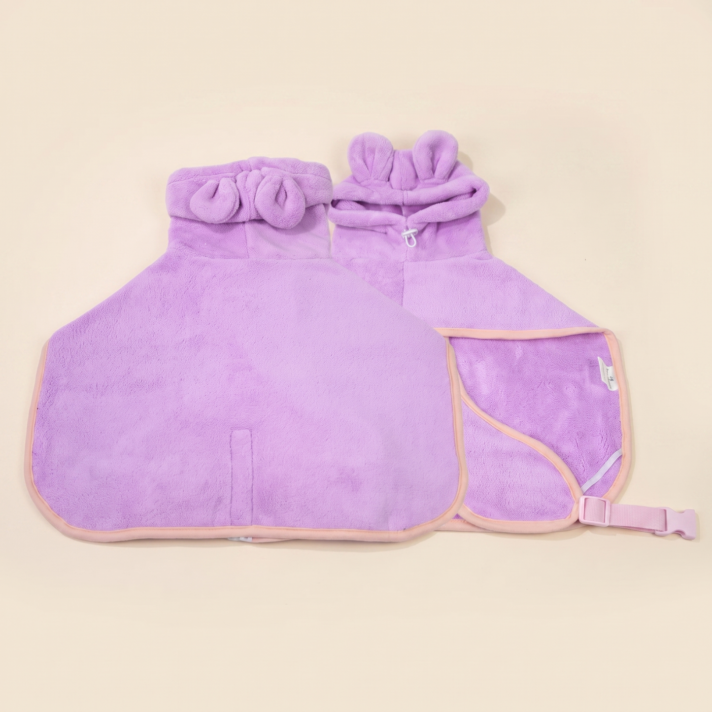 Hooded Microfiber Dog Bathrobe in Purple